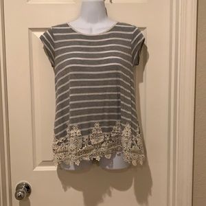 Gray and white striped top